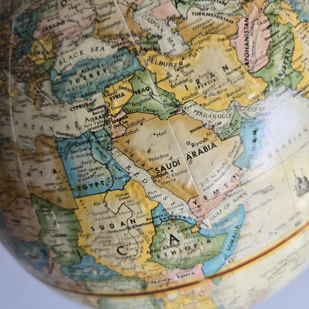 Replogle 9 Inch Diameter Desk Top Globe World Classic Series on Round Wood Base